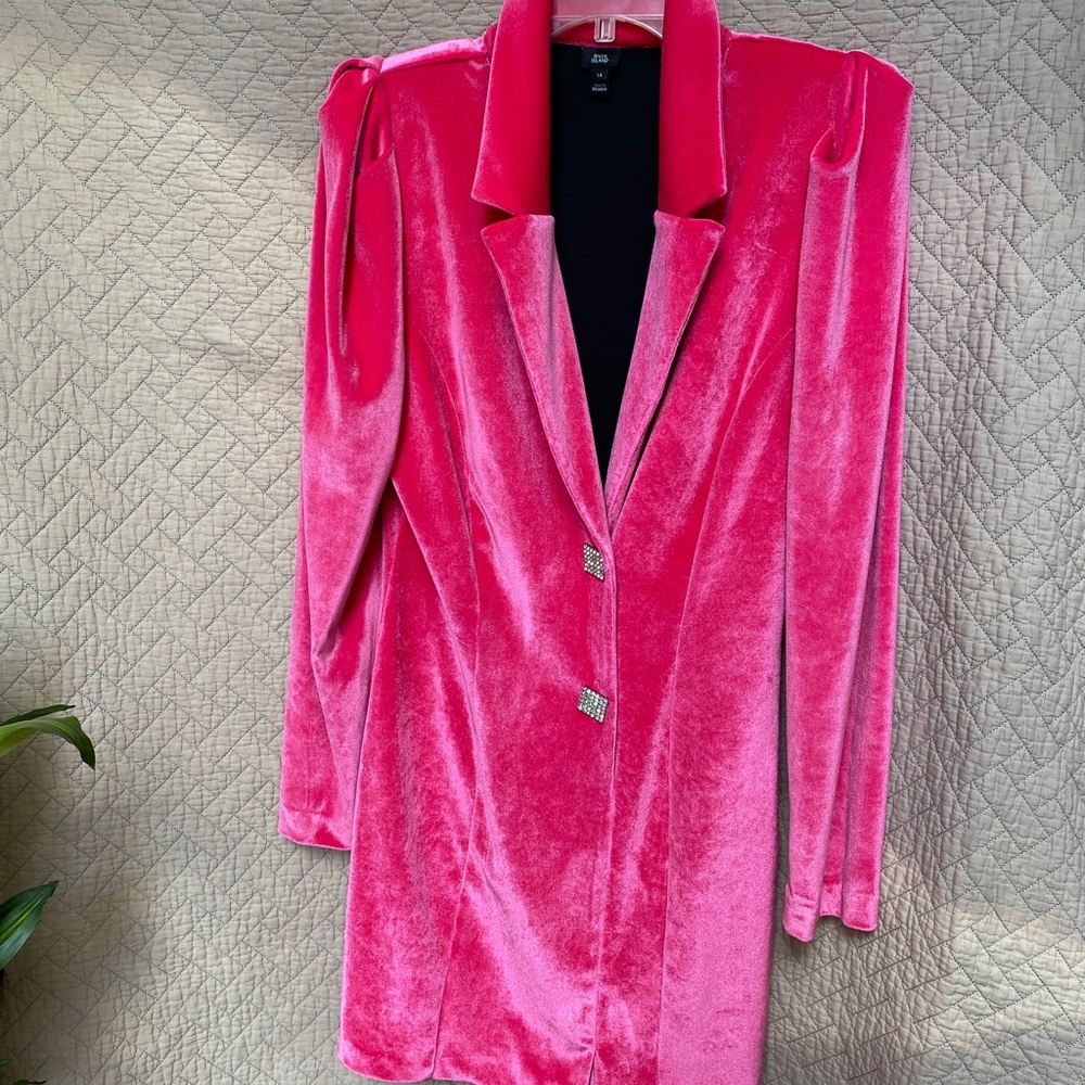 Hot Pink velvet blazer dress